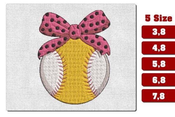 Girly Softball with Bow Embroidery Files Review