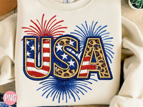 USA Fireworks Faux Embroidery USA PNG Review